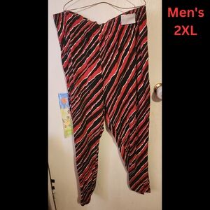 Men's Red and Black Stripped Jogger Pajama Pants, Worn Once, No Drawstring